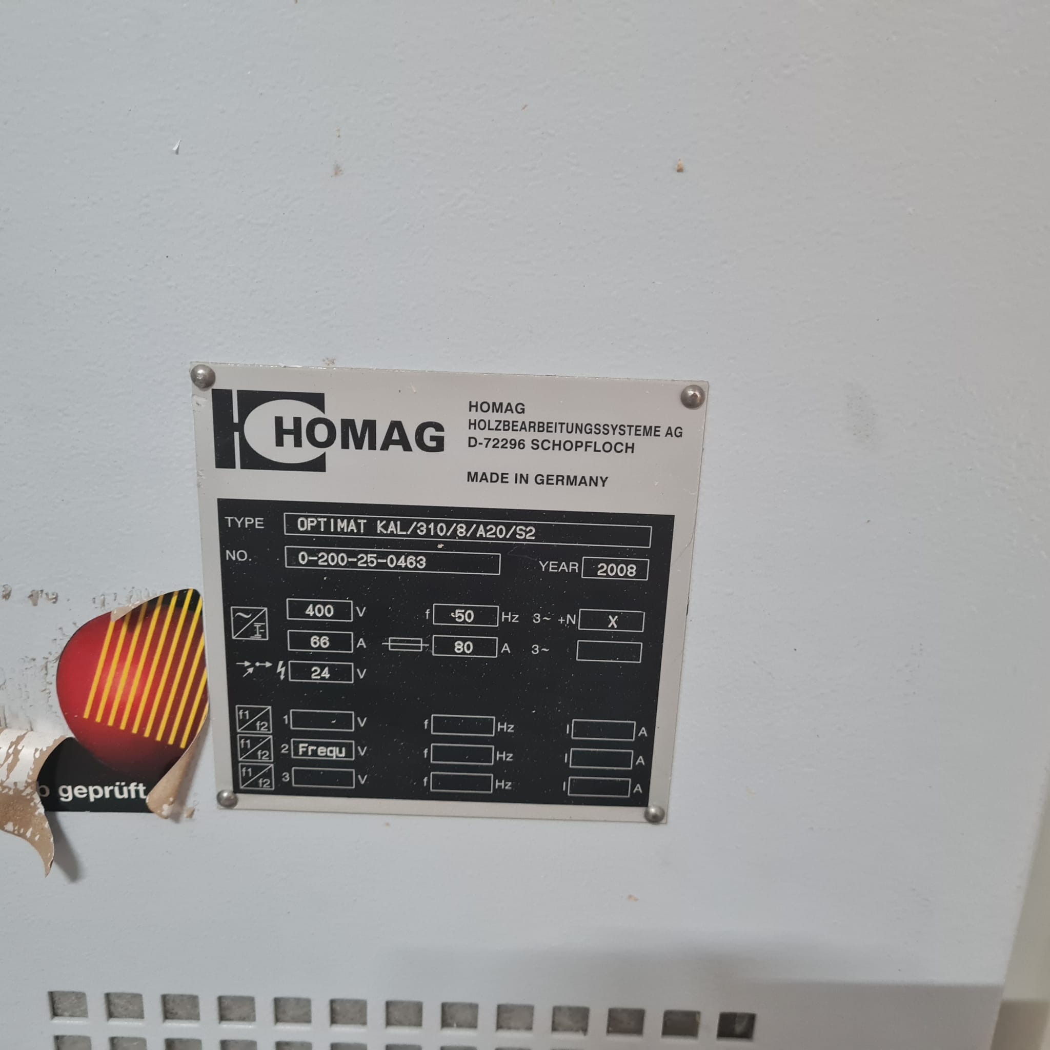 Homag Optimat KAL /310/8/A20/S2