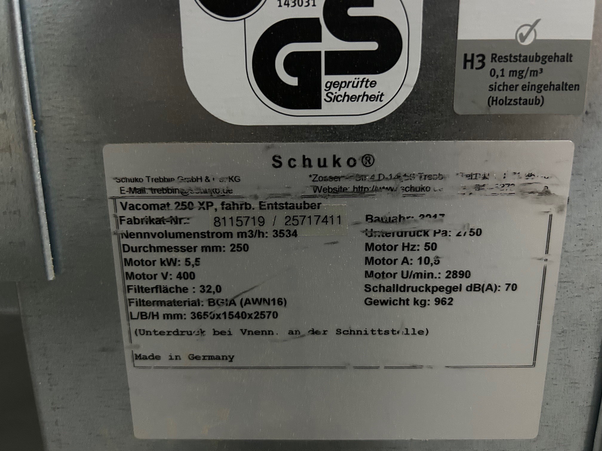 Schuko Vacomat 250  XP