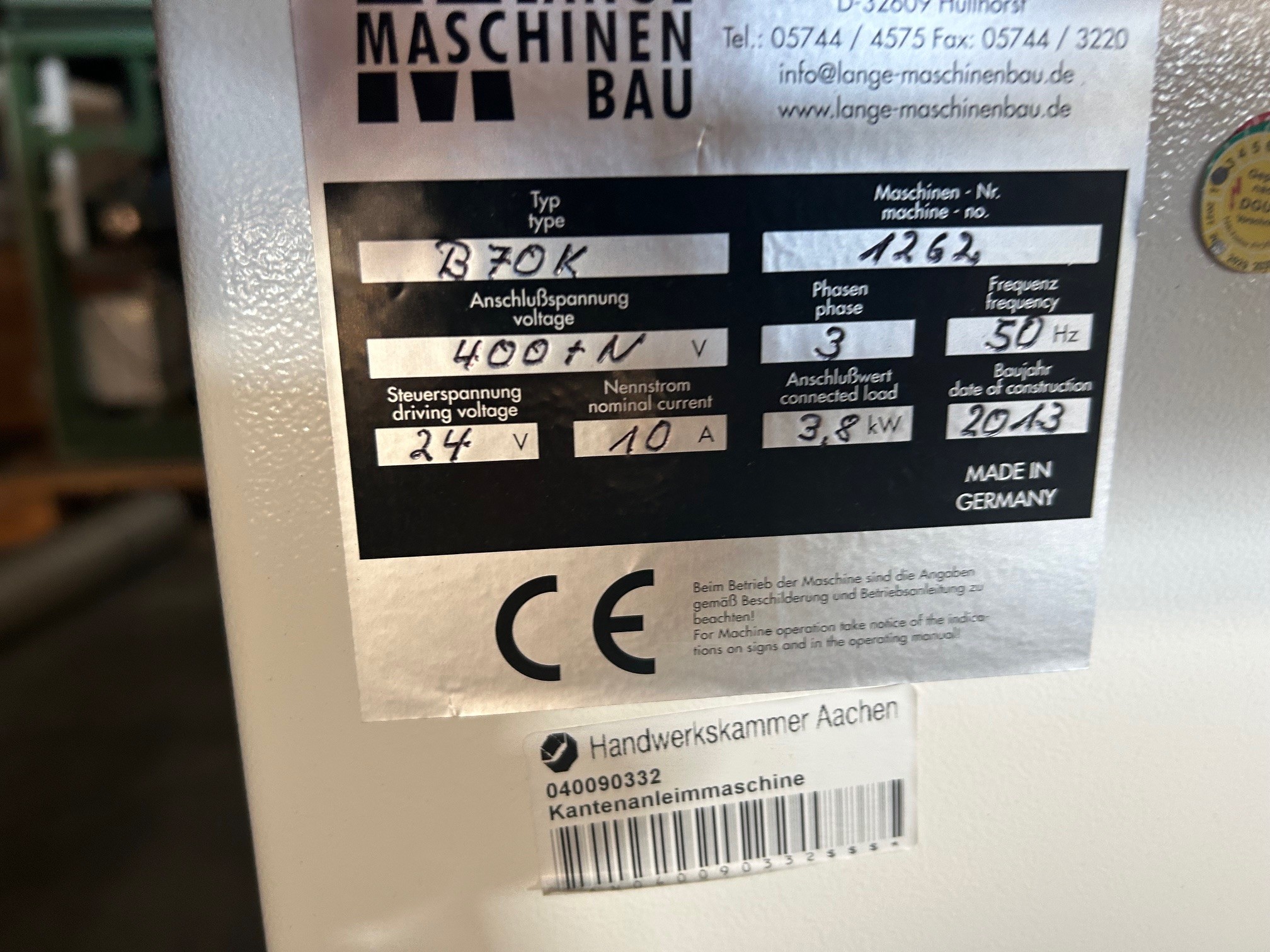 Lange Maschinenbau B 70 K